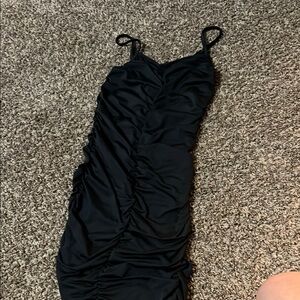 SHEIN Black Ruched Mini Dress